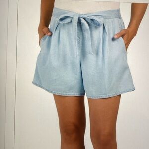 Zac & Rachel chambray front tie shorts Womens Beach Coastal Lyocell Size XL